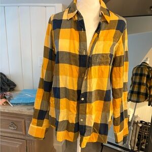 Calvin Klein Yellow and Blue Plaid Button Down Shirt